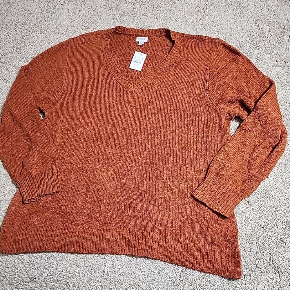 J. Crew Women's V-Neck Sweater in Burnt Orange